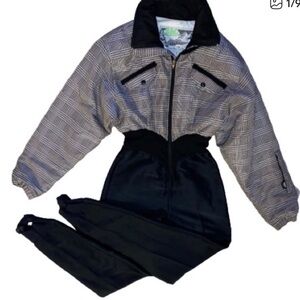 Women's Black High-Waisted vintage ski suit